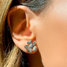 Cargar imagen en el visor de la galería, Pendientes de flores con circonitas cúbicas blancas - Plata de ley 925.
Los pendientes de flores con circonitas cúbicas blancas de diversas formas, elaborados en plata de ley 925, son una pieza delicada y encantadora. Presentan un diseño floral compuesto por circonitas cúbicas blancas de diferentes formas, que aportan brillo y elegancia.
Una Joya única Wal Barros Brand.
joyas hipoalergénicas y sin níquel.