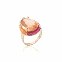 Cargar imagen en el visor de la galería, Anillo de morganita con forma de lágrima, adornado con cristales bordados de morganita y turmalina rosa.
Chapado en oro nano de 18 quilates
Hipoalergénico, sin níquel
Garantía de chapado de 1 año
Elaborado con piedras/cristales sinteticos.