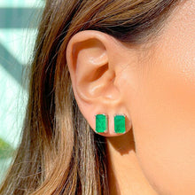 Cargar imagen en el visor de la galería, Conjunto Esmeralda Turmalina Retângulo plata925

