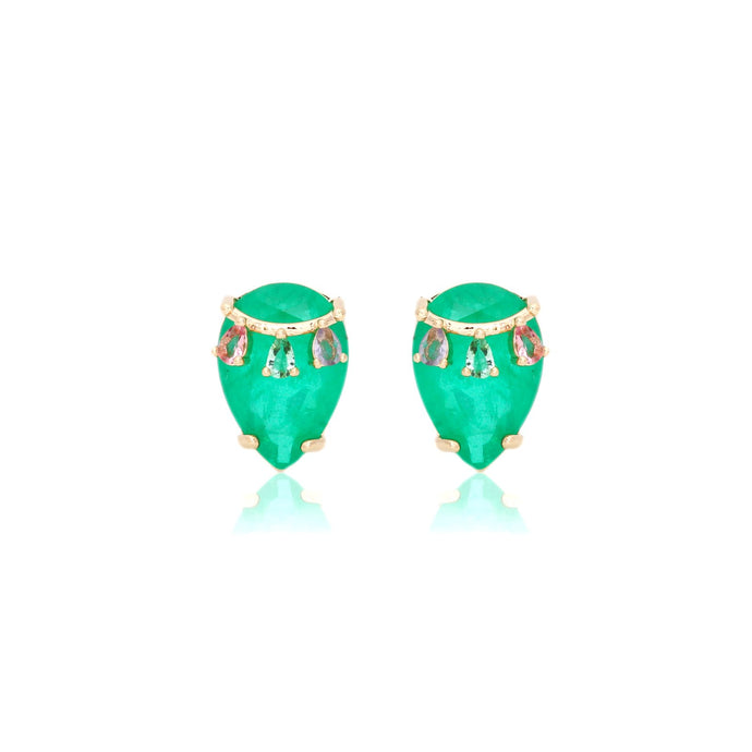 Pendiente Gota Esmeralda Oro18k
