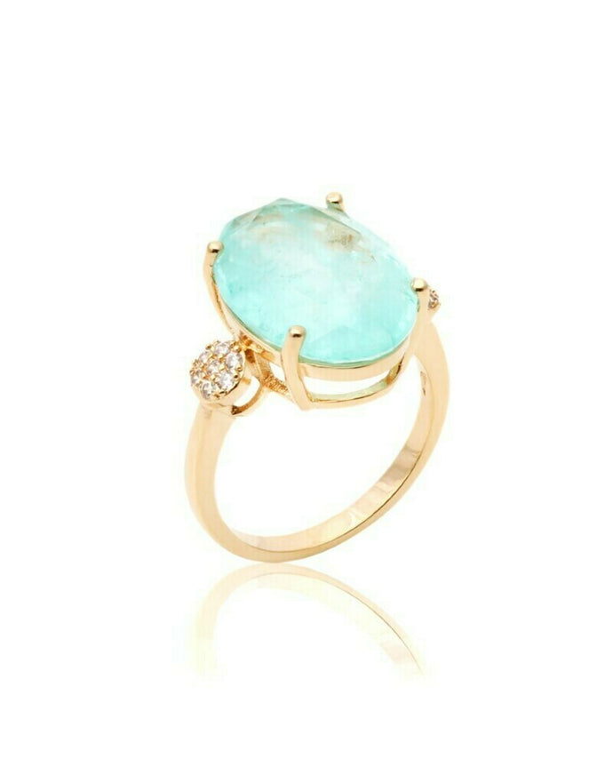 Anillo Oval Esmeralda Colombiana Oro