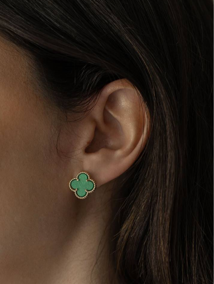 Pendiente Trébol bañado Oro18k