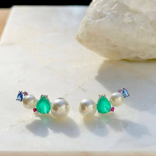 Cargar imagen en el visor de la galería, Pendiente Perla Esmeralda Plata 925
