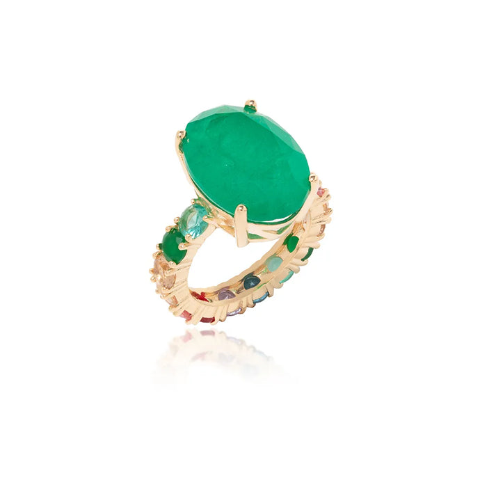 Anillo Oval Esmeralda Oro