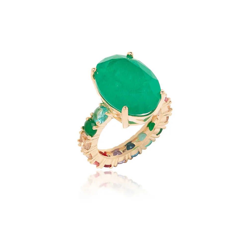Anillo Oval Esmeralda Oro