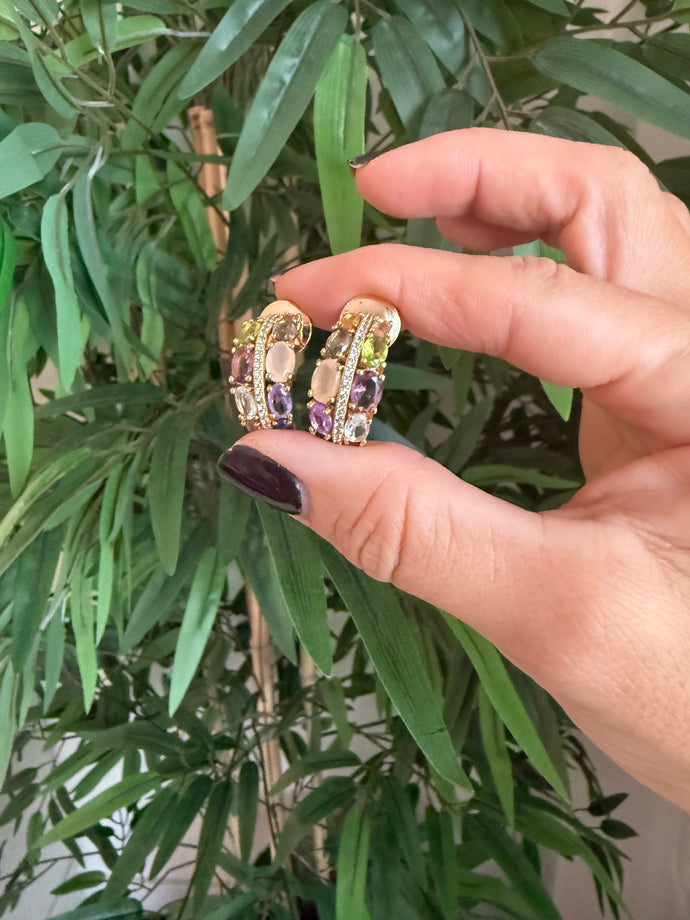 Argolla Pendiente Cristal Colorido