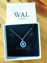 Cargar imagen en el visor de la galería, Collar Ojo griego Resina redondo plata925
