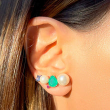 Cargar imagen en el visor de la galería, Pendiente Perla Esmeralda Plata 925
