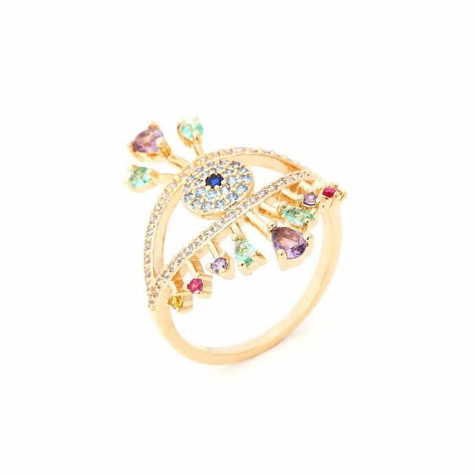 Anillo Mini Ojo Griego Colors Pavão