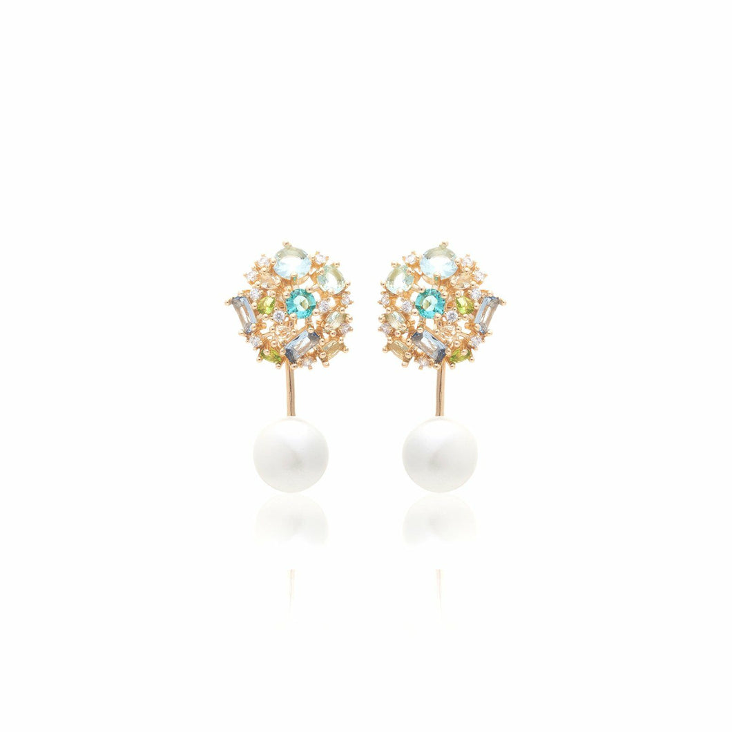 Pendiente Ear Jacket Perla Shell Cristales