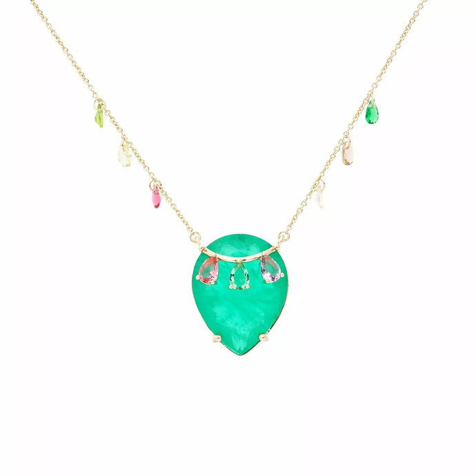Collar Gota Esmeralda Oro18k