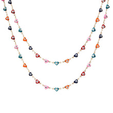 Cargar imagen en el visor de la galería, Collar Ojo griego corazones largo
