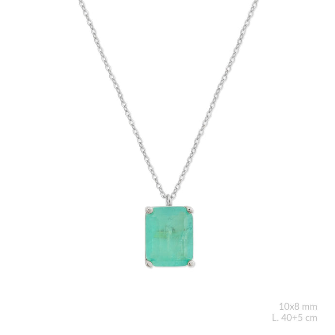Collar Turmalina cuadrado liso Plata925