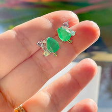 Cargar imagen en el visor de la galería, Pendiente Gota Esmeralda Fusion Plata 925
