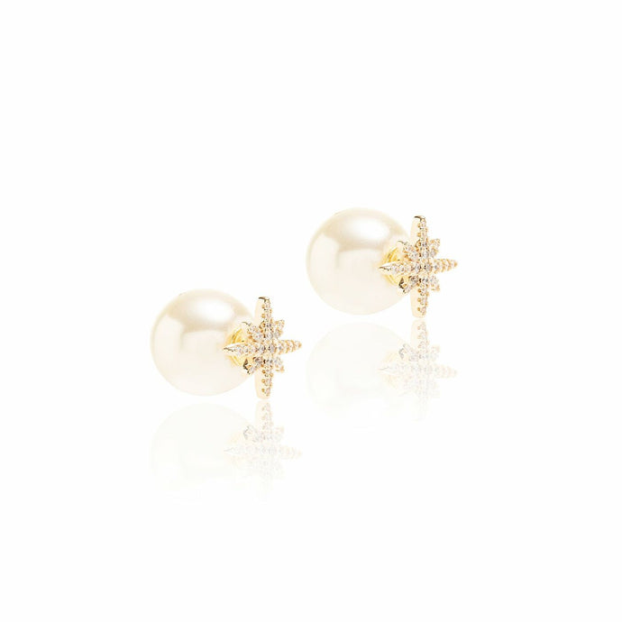 Pendiente Perla Estrella Oro18k