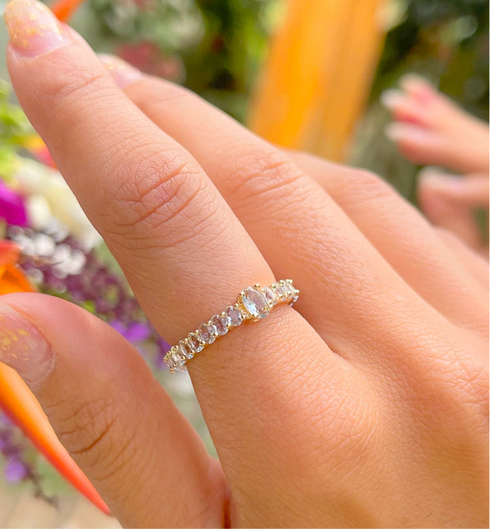 Anillo Solitario Topacio Dorado