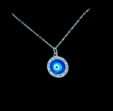 Cargar imagen en el visor de la galería, Collar Ojo griego Resina redondo plata925
