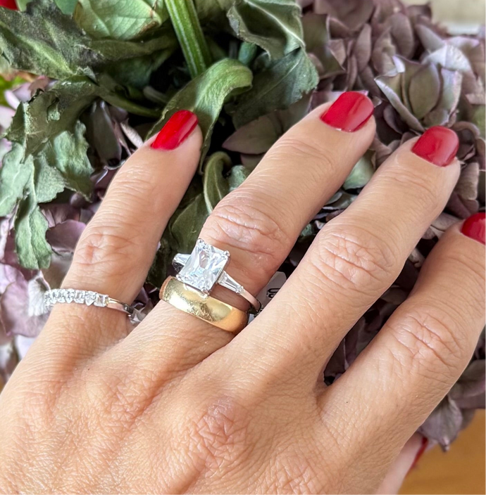 Anillo Solitario Cuadrado Plata925