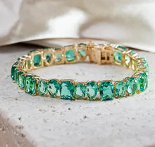 Cargar imagen en el visor de la galería, Pulsera Riviere Esmeralda formas Oro
