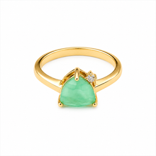 Cargar imagen en el visor de la galería, Alianza esmeralda colombiana en baño de Oro18k 
