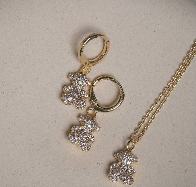 Pendiente arete oso para Niñas antialérgico y si níquel.