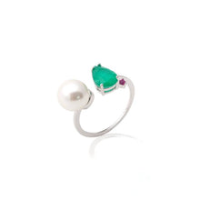Cargar imagen en el visor de la galería, Anillo Perla Esmeralda Plata 925
