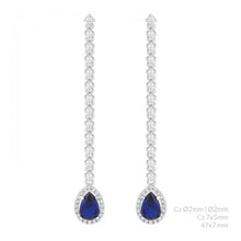 Cargar imagen en el visor de la galería, Pendiente Zafiro Circonitas Largo Plata925
