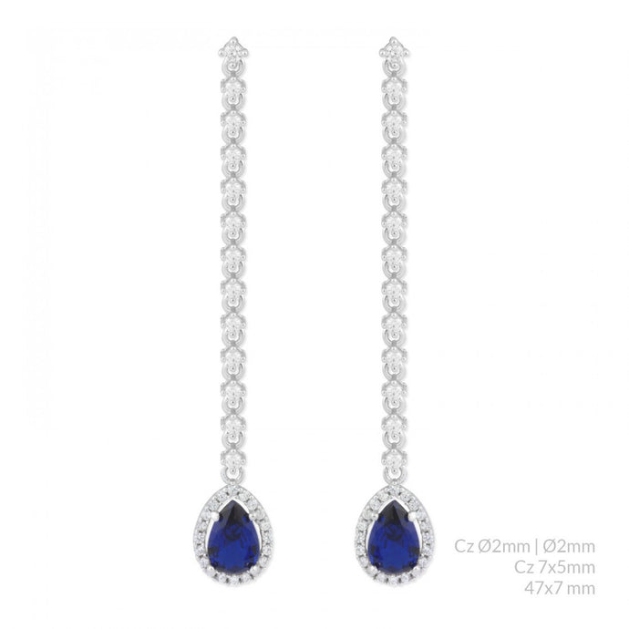 Pendiente Zafiro Circonitas Largo Plata925