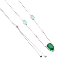 Cargar imagen en el visor de la galería, Collar largo Esmeralda Gota Plata
