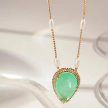 Cargar imagen en el visor de la galería, Collar Esmeralda Colombiana Gota Perla Oro G
