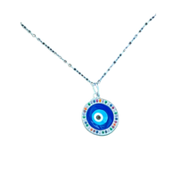 Cargar imagen en el visor de la galería, Collar Ojo griego Resina redondo plata925
