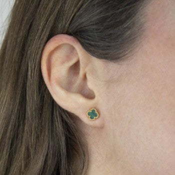 Pendiente Trébol bañado Oro18k