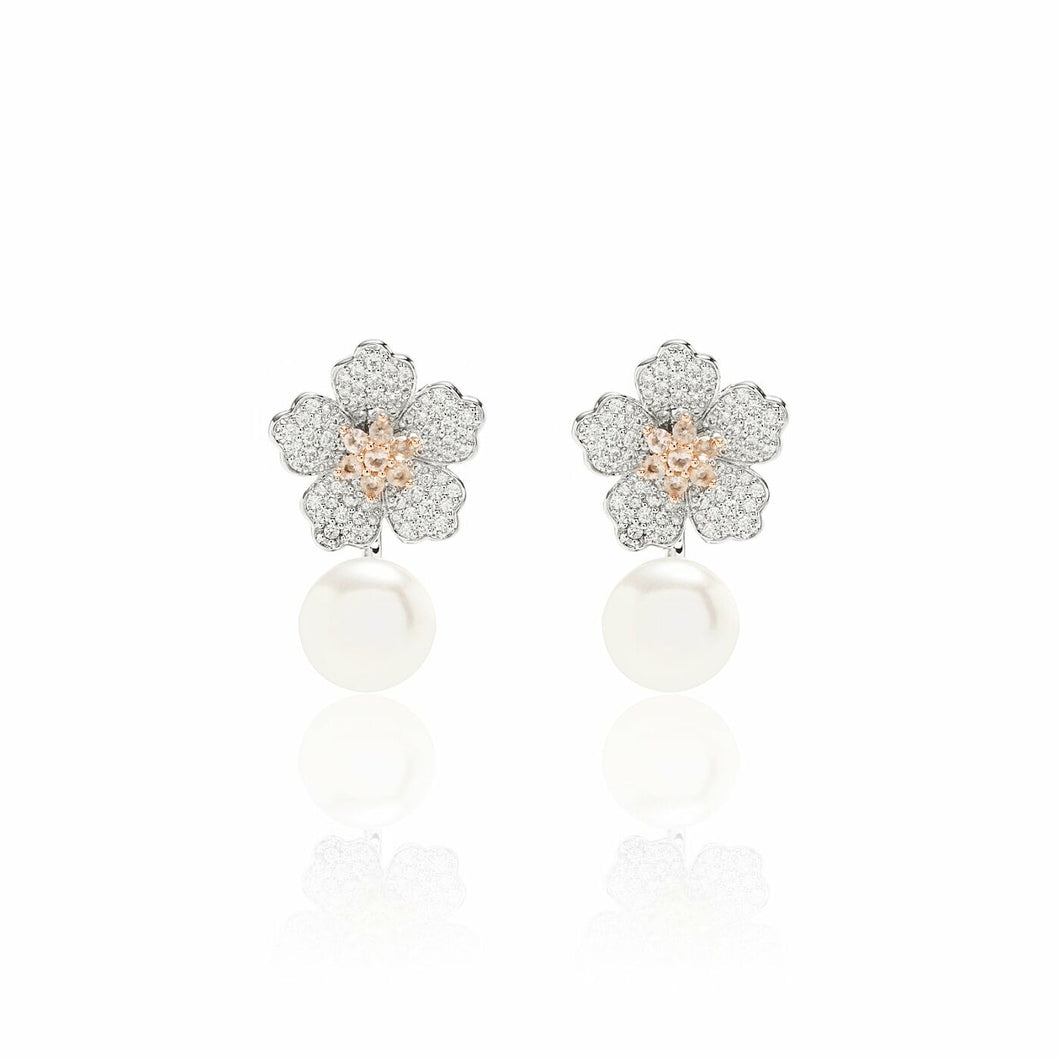 Pendiente Ear Jacket Flor Perla