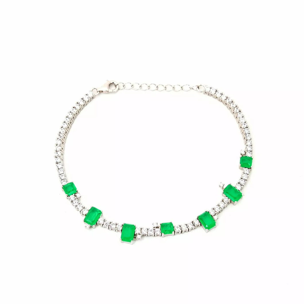Pulsera Riviere Esmeralda Plata 925