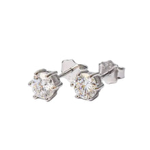 Cargar imagen en el visor de la galería, Pendiente moissanite ponto de luz redondo 3mm 0,5ct de alta qualidade em plata925.

Características principais: 
Material: Hecho de prata esterlina 925 de alta qualidade, com banho de rodio de luxo para um brilho duradouro. A prata de ley 925 é um metal leve feito com 92,5% de prata pura. É muito resistente e foi projetado para uso diário. 
Pedras: Moissanita: utilizamos uma variedade de pedras de moissanita de alta qualidade, selecionadas por sua beleza e longevidade. 
Tamanho da pedra: 4 mm 
Hipoalergênic
