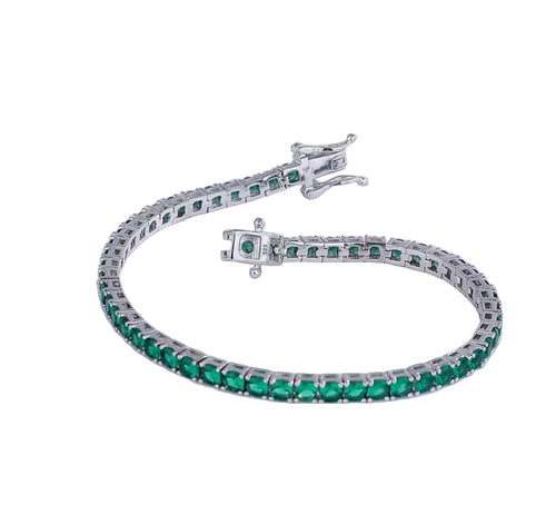 Pulsera circonita verde Esmeralda en plata925