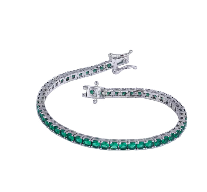 Pulsera circonita verde Esmeralda en plata925
