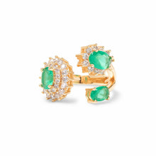 Cargar imagen en el visor de la galería, Anillo esmeralda fusion formato oval con circonitas en baño de Oro18k 

Aro 16BRASIL * 7USA
Tenemos conjunto con el collar escapulario Esmeralda ORO. Venta separada.
Joyas hipoalergenicas y sin niquel
