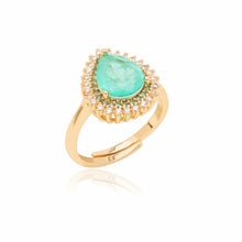 Cargar imagen en el visor de la galería, Anillo en forma de lágrima con esmeralda colombiana y circonita cúbica blanca, chapado en oro de 18 quilates.

Aro 20 BRASIL

Tenemos conjunto com pendiente y collar.

Joyas hipoalergenicas y sin niquel
