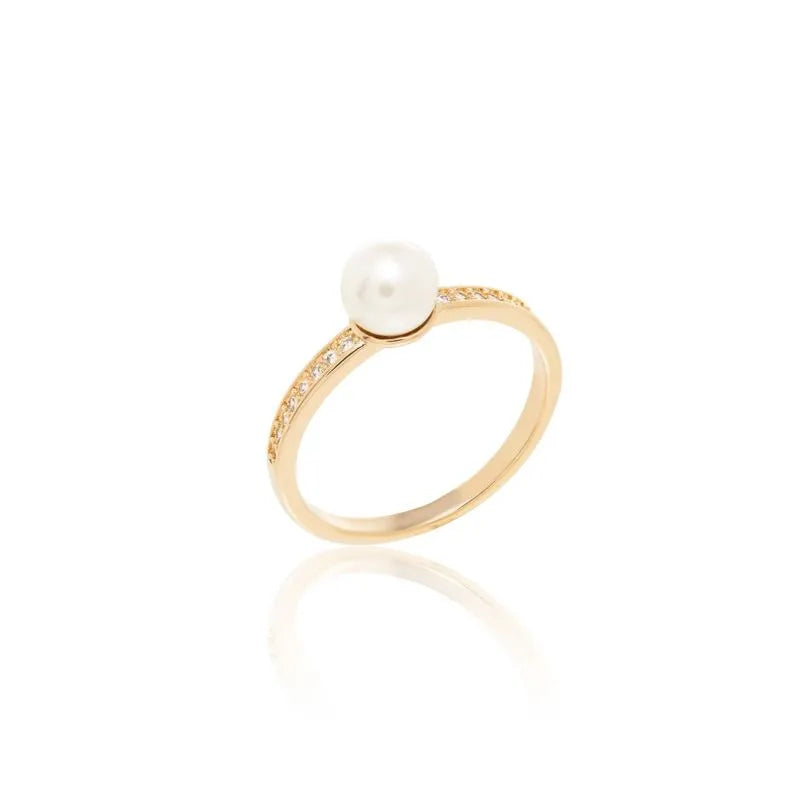 Anillo solitario perla en baño de oro18k