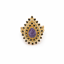 Cargar imagen en el visor de la galería, Anillo Gota Tanzanita &amp; Negro Dorado
