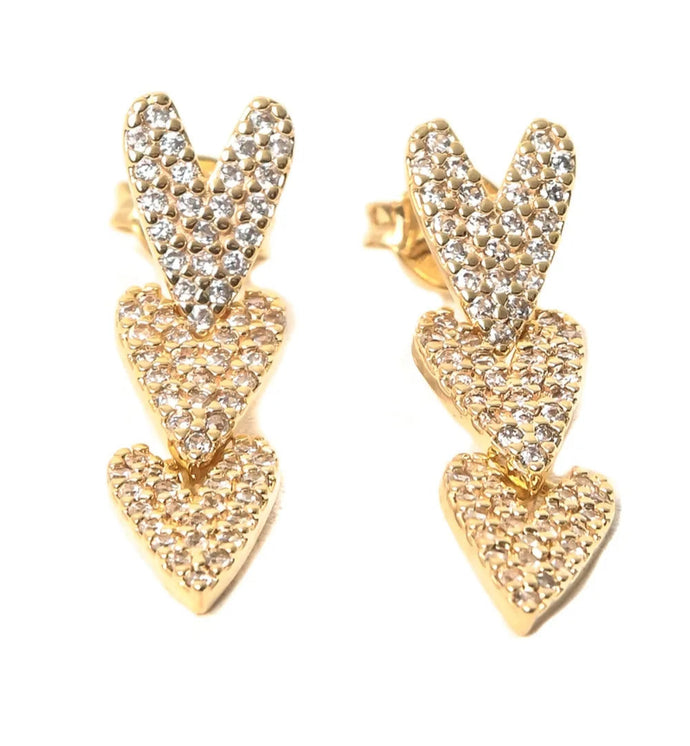 Pendiente 3 corazones Plata o Dorado