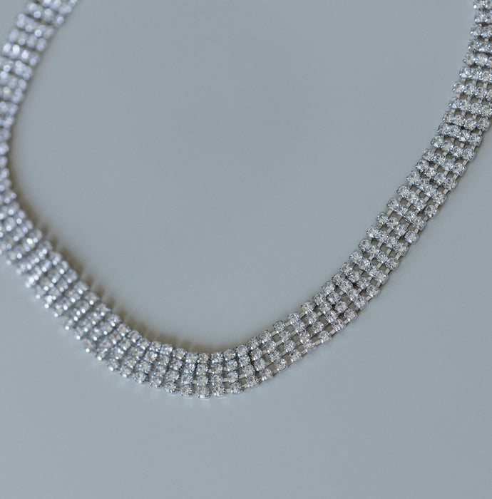 collar choker con circonitas en plata super chic 