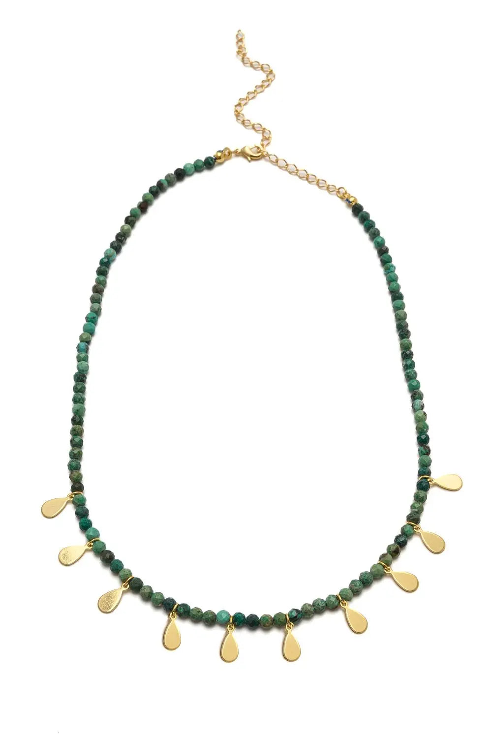 Collar Cristales Verdes com Medallas Oro18k