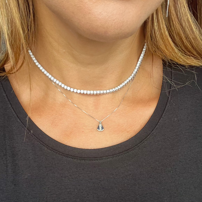 Collar Riviere Plata 925 cuadrada clasica