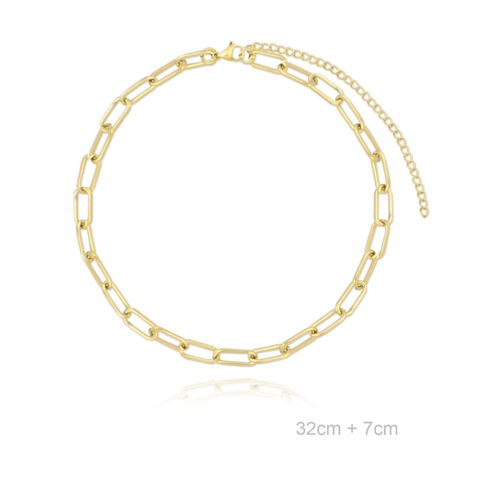 collar cadena delicado acero inoxidable en baño de oro 18k