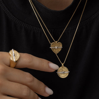 Collar corazón plata & dorado 