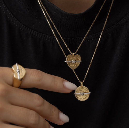 Collar corazón plata & dorado 