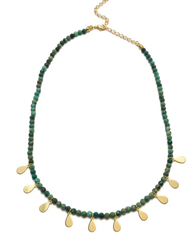 collar con cristales verde en baño de oro18k