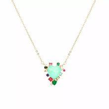 Cargar imagen en el visor de la galería, Collar corazón esmeralda colombiana con circonitas coloridas en Oro18k 

Joyas hipoalergénicas y sin níquel.

Collar 50cm.
